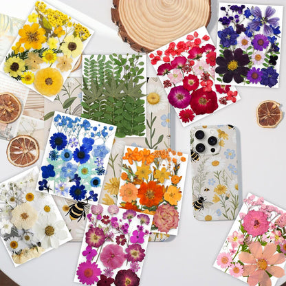 Bulk 410Pcs 11 Packs Mixed Real Natural Dried Pressed Flowers, Leaves & Pressing Floral Butterfly Stickers for Resin Molds, DIY Crafts, Jewelry Making, Candle & Soap Making with Tweezers