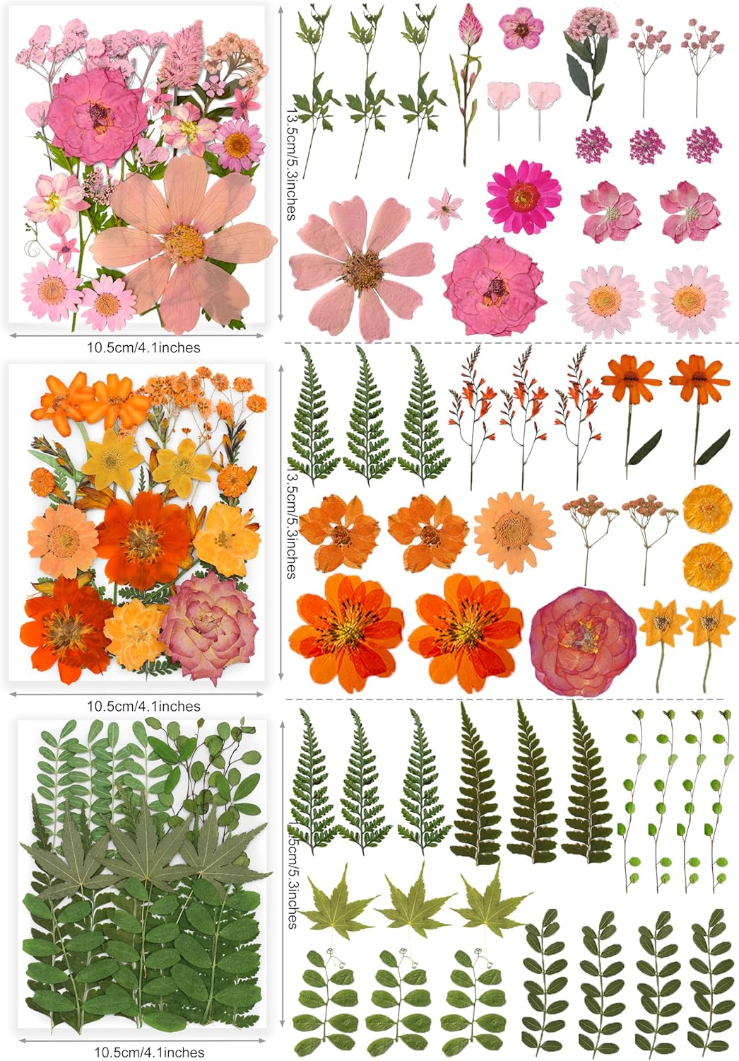 Bulk 410Pcs 11 Packs Mixed Real Natural Dried Pressed Flowers, Leaves & Pressing Floral Butterfly Stickers for Resin Molds, DIY Crafts, Jewelry Making, Candle & Soap Making with Tweezers