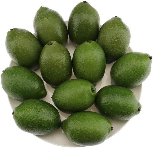 12pcs High-Grade Fake Green Lemon Decoration Realistic Fruits Artificial Lime for Home Party Holiday Adornment
