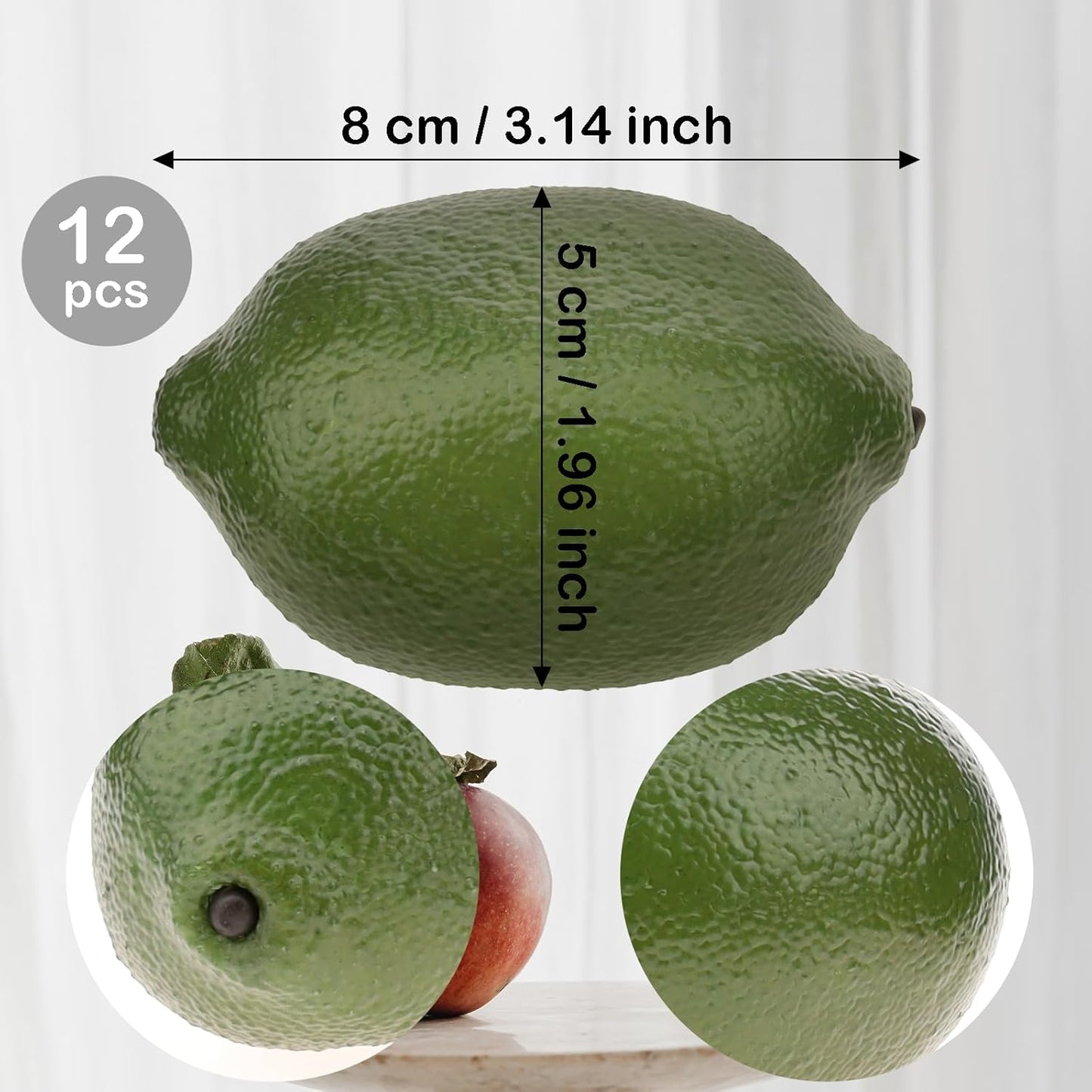 12pcs High-Grade Fake Green Lemon Decoration Realistic Fruits Artificial Lime for Home Party Holiday Adornment