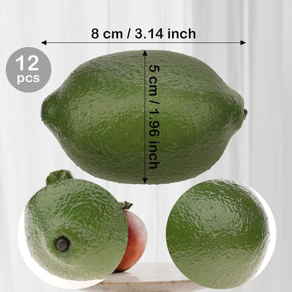 12pcs High-Grade Fake Green Lemon Decoration Realistic Fruits Artificial Lime for Home Party Holiday Adornment