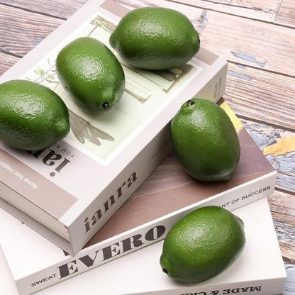 12pcs High-Grade Fake Green Lemon Decoration Realistic Fruits Artificial Lime for Home Party Holiday Adornment