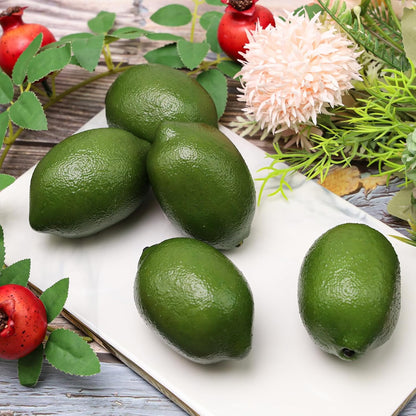12pcs High-Grade Fake Green Lemon Decoration Realistic Fruits Artificial Lime for Home Party Holiday Adornment