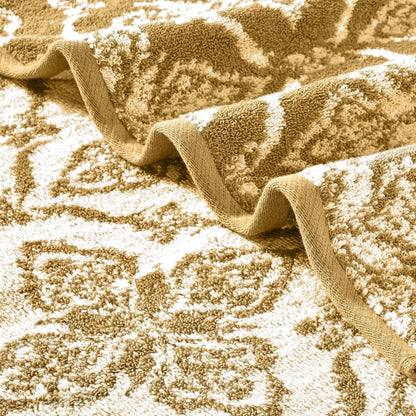 Amaris 6-Piece Reversible Yarn Dyed Jacquard Towel Set - Bath Towels, Hand Towels, & Washcloths - Super Absorbent & Quick Dry - 100% Combed Cotton, Gold
