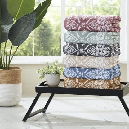Amaris 6-Piece Reversible Yarn Dyed Jacquard Towel Set - Bath Towels, Hand Towels, & Washcloths - Super Absorbent & Quick Dry - 100% Combed Cotton, Gold