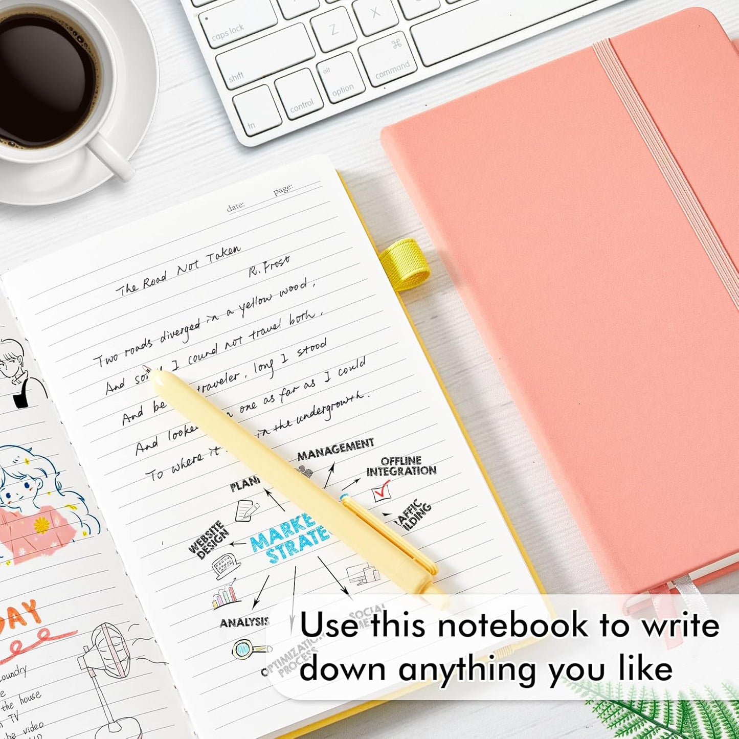 3 Pack Hardcover Notebook For Women, Classic Ruled Lined Journal Set School Business Supplies, with 3 Black Pens, 120 GSM, 5.1”x8.3”, A5, Pastel Colors, Light Yellow, Light Pink, Pale Orange