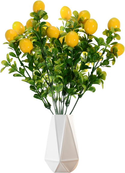 2 Pieces Artificial Lemon Branches, Mini Artificial Lemons Stems for Vase Simulation Flowers, Lemon Picks Floral, Artificial Lemon Cane Vine Table Centerpiece Bridal Arrangements Decorations
