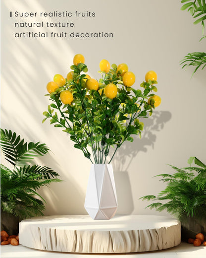 2 Pieces Artificial Lemon Branches, Mini Artificial Lemons Stems for Vase Simulation Flowers, Lemon Picks Floral, Artificial Lemon Cane Vine Table Centerpiece Bridal Arrangements Decorations