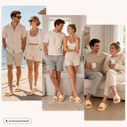 Cloud Slides for Women and Men, Unisex Thick Sole Pillow Slippers - Quick Drying Non-Slip EVA Shower Sandals, Lightweight Cushioned Open Toe Home shoes for Bathroom, Pool, Beach, Indoor & Outdoor