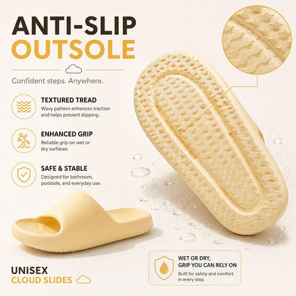 Cloud Slides for Women and Men, Unisex Thick Sole Pillow Slippers - Quick Drying Non-Slip EVA Shower Sandals, Lightweight Cushioned Open Toe Home shoes for Bathroom, Pool, Beach, Indoor & Outdoor