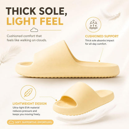 Cloud Slides for Women and Men, Unisex Thick Sole Pillow Slippers - Quick Drying Non-Slip EVA Shower Sandals, Lightweight Cushioned Open Toe Home shoes for Bathroom, Pool, Beach, Indoor & Outdoor
