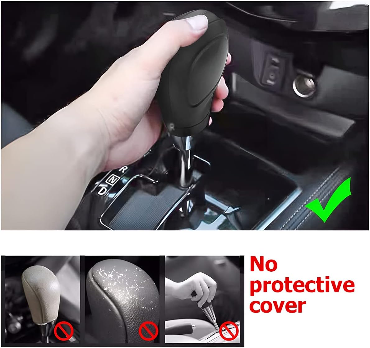 2 Pack Car Gear Shift Knob Cover, Anti-Slip Auto Knob Gear Stick Protector, Comfortable Silicone Handbrake Shifter Cover for Men Women, Universal Vehicle Interior Accessories