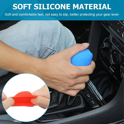 2 Pack Car Gear Shift Knob Cover, Anti-Slip Auto Knob Gear Stick Protector, Comfortable Silicone Handbrake Shifter Cover for Men Women, Universal Vehicle Interior Accessories