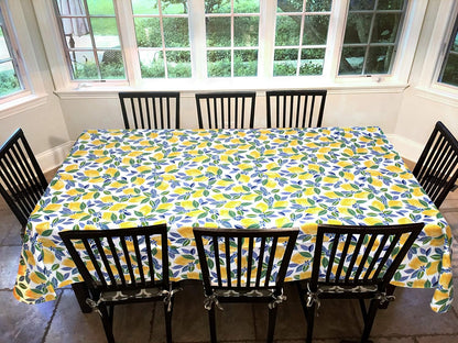 Covers For The Home Deluxe Stitched Edged Flannel Backed Vinyl Drop Tablecloth - Contemporary Lemon Pattern - 60" x 90" - Oblong