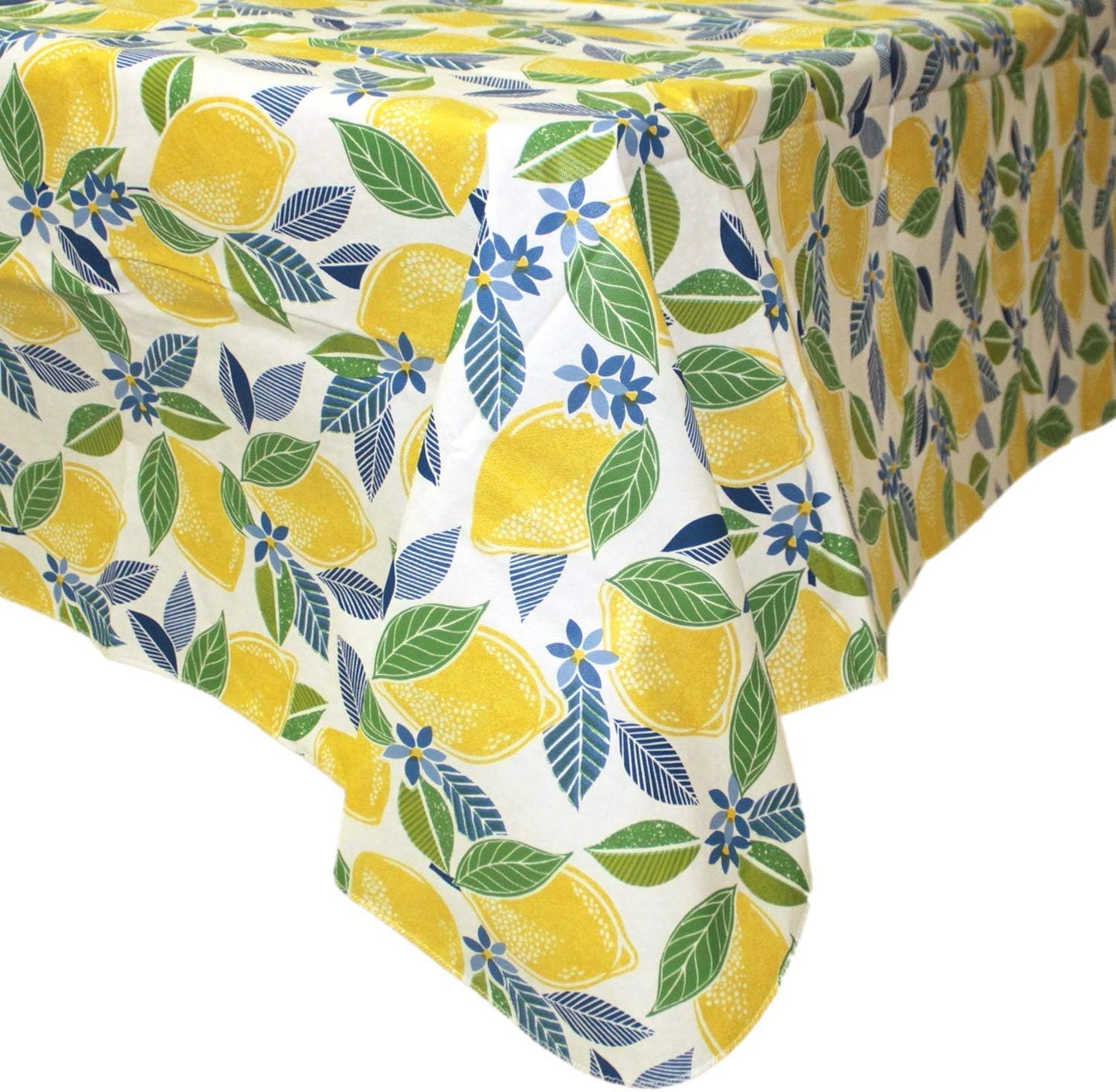 Covers For The Home Deluxe Stitched Edged Flannel Backed Vinyl Drop Tablecloth - Contemporary Lemon Pattern - 60" x 90" - Oblong