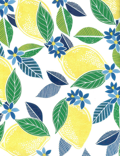 Covers For The Home Deluxe Stitched Edged Flannel Backed Vinyl Drop Tablecloth - Contemporary Lemon Pattern - 60" x 90" - Oblong