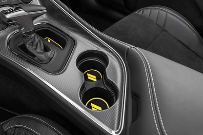 Anti Dust Mats for Dodge Challenger Accessories 2015 2016 2017 2018 2019 2020 2021 2022 2023,Custom Fits Cup Holder Liners Mats Door Pocket Center Console Liners, 11pcs/kit (Yellow)