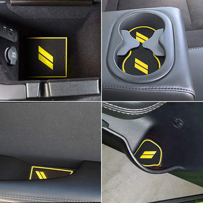 Anti Dust Mats for Dodge Challenger Accessories 2015 2016 2017 2018 2019 2020 2021 2022 2023,Custom Fits Cup Holder Liners Mats Door Pocket Center Console Liners, 11pcs/kit (Yellow)