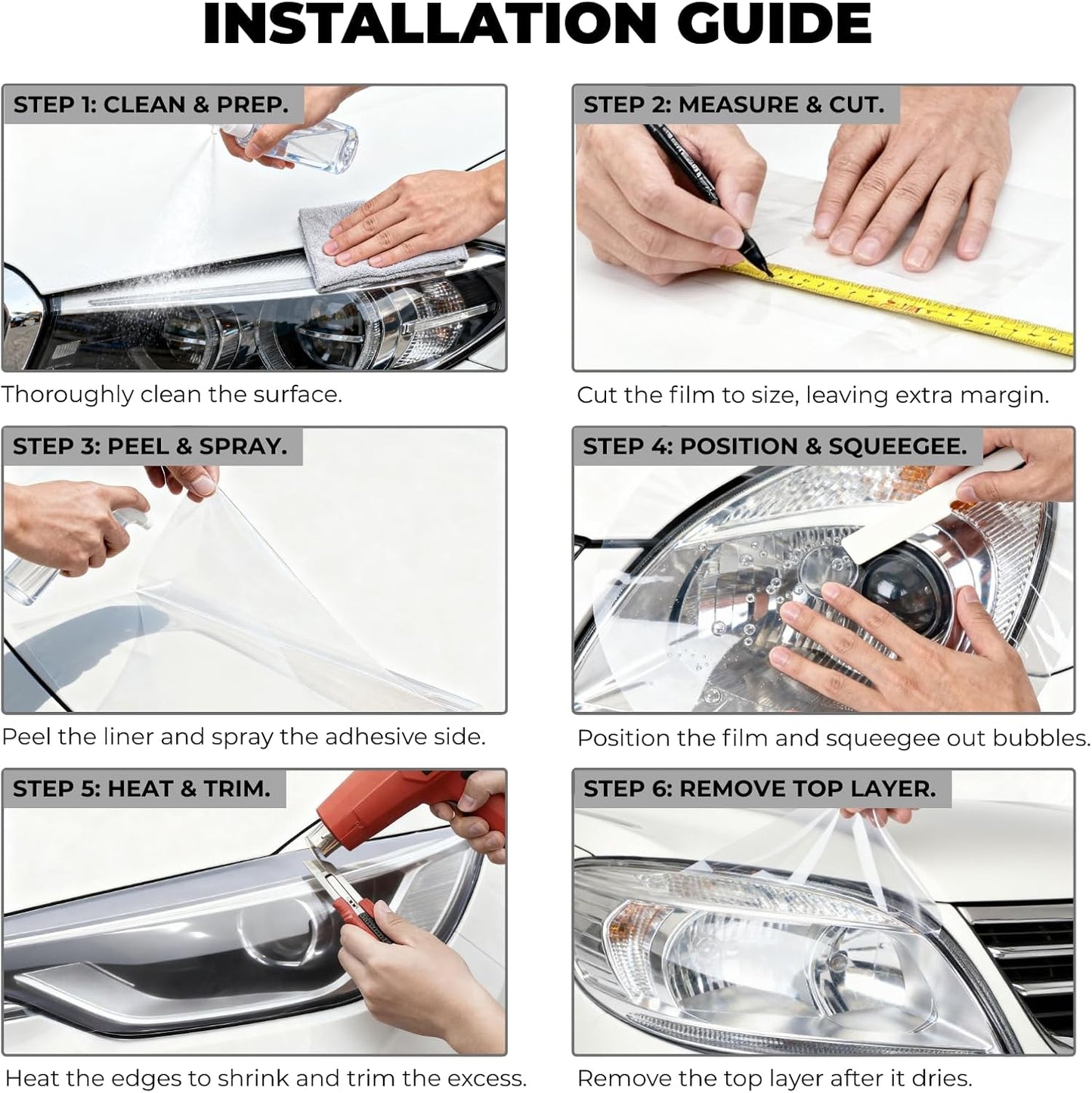 KOMAS 12” X 48” Tint Vinyl Film Sticker Sheet Roll for Car Headlight, Tail Lights, Fog Lights with Squeegee + Cutter (Glossy Yellow)