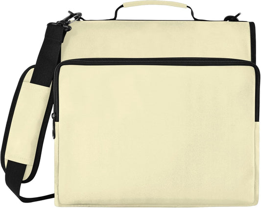 Light Yellow Zipper Binder Bag 2 Inch Binders Organizer for Office | Large Capacity School Binders for Women Girls Boys Kids Men, Organizer Case with Shoulder Strap & Pockets for Students