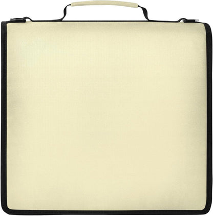 Light Yellow Zipper Binder Bag 2 Inch Binders Organizer for Office | Large Capacity School Binders for Women Girls Boys Kids Men, Organizer Case with Shoulder Strap & Pockets for Students