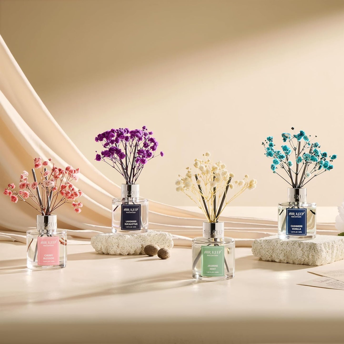 Reed Diffuser Set,3.38 fl oz (100 ml) - Citrus Lemon Oil Diffusers with 8 Reed Sticks, Home Fragrance Reed Diffuser for Bathroom Shelf Decor