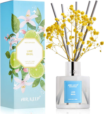Reed Diffuser Set,3.38 fl oz (100 ml) - Citrus Lemon Oil Diffusers with 8 Reed Sticks, Home Fragrance Reed Diffuser for Bathroom Shelf Decor