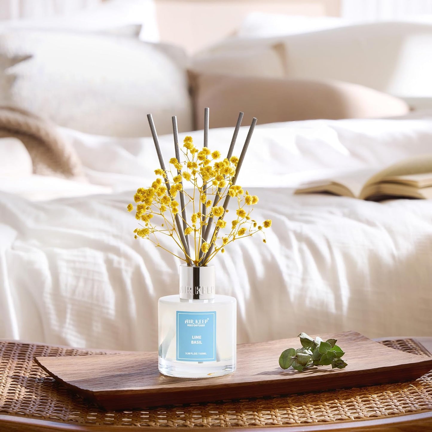 Reed Diffuser Set,3.38 fl oz (100 ml) - Citrus Lemon Oil Diffusers with 8 Reed Sticks, Home Fragrance Reed Diffuser for Bathroom Shelf Decor