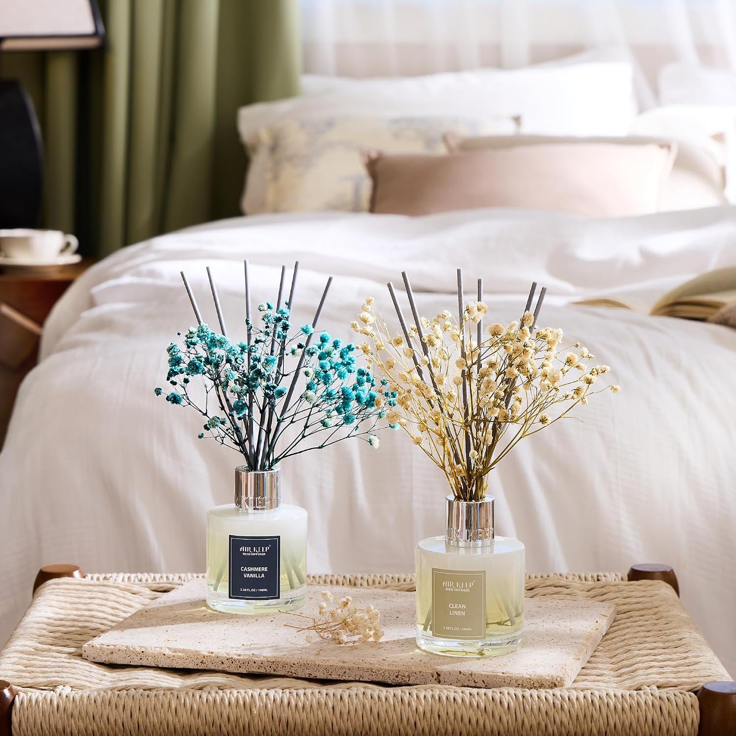 Reed Diffuser Set,3.38 fl oz (100 ml) - Citrus Lemon Oil Diffusers with 8 Reed Sticks, Home Fragrance Reed Diffuser for Bathroom Shelf Decor