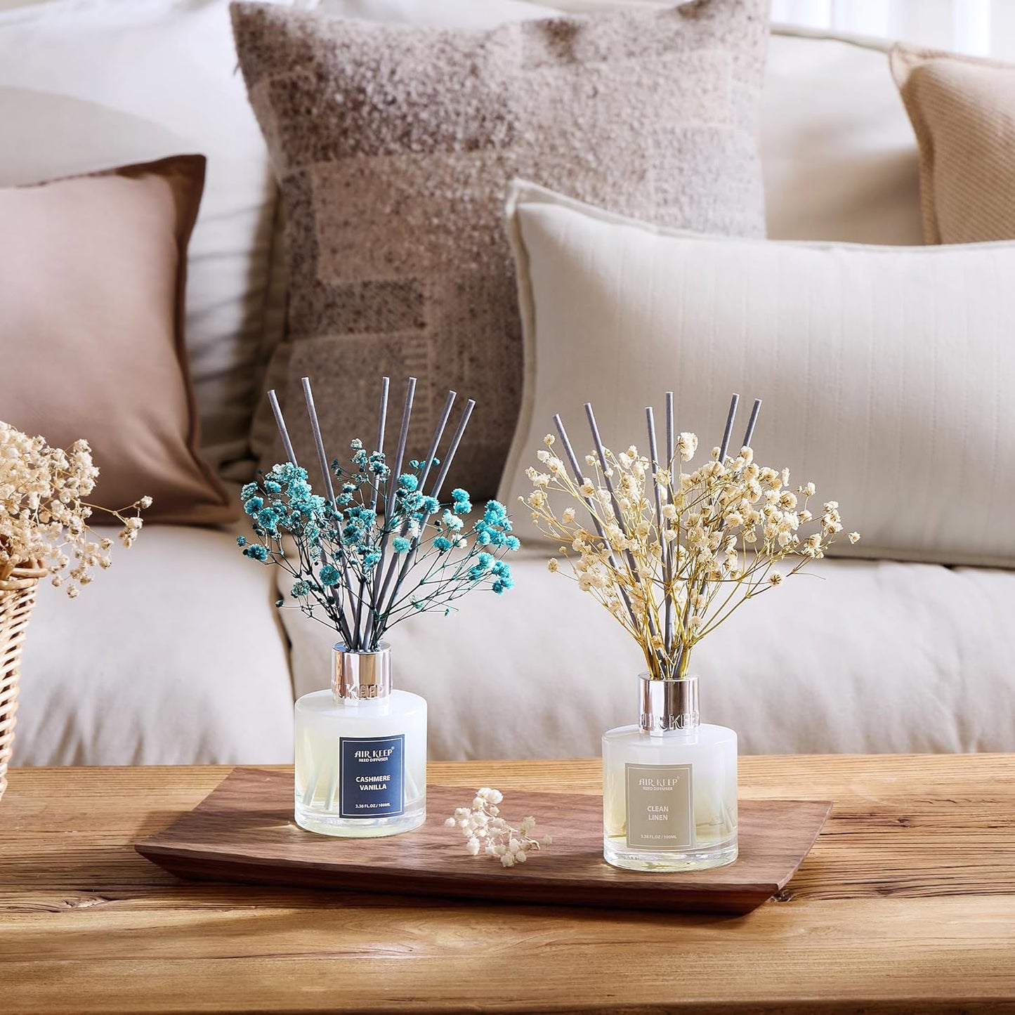 Reed Diffuser Set,3.38 fl oz (100 ml) - Citrus Lemon Oil Diffusers with 8 Reed Sticks, Home Fragrance Reed Diffuser for Bathroom Shelf Decor