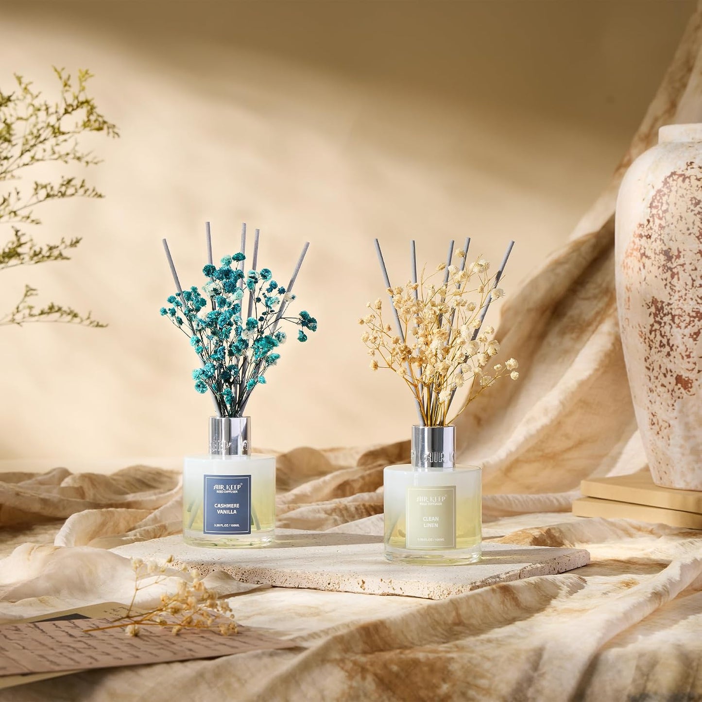 Reed Diffuser Set,3.38 fl oz (100 ml) - Citrus Lemon Oil Diffusers with 8 Reed Sticks, Home Fragrance Reed Diffuser for Bathroom Shelf Decor