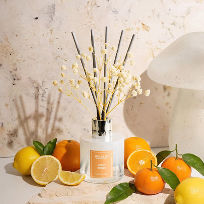 Reed Diffuser Set,3.38 fl oz (100 ml) - Citrus Lemon Oil Diffusers with 8 Reed Sticks, Home Fragrance Reed Diffuser for Bathroom Shelf Decor