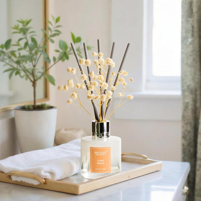 Reed Diffuser Set,3.38 fl oz (100 ml) - Citrus Lemon Oil Diffusers with 8 Reed Sticks, Home Fragrance Reed Diffuser for Bathroom Shelf Decor
