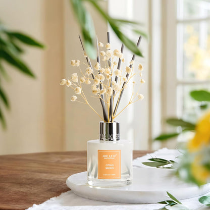 Reed Diffuser Set,3.38 fl oz (100 ml) - Citrus Lemon Oil Diffusers with 8 Reed Sticks, Home Fragrance Reed Diffuser for Bathroom Shelf Decor