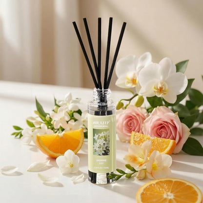 Reed Diffuser Set,3.38 fl oz (100 ml) - Citrus Lemon Oil Diffusers with 8 Reed Sticks, Home Fragrance Reed Diffuser for Bathroom Shelf Decor