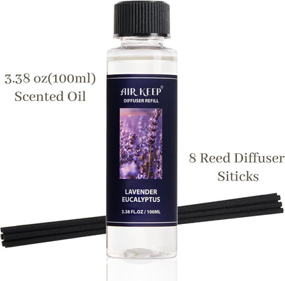 Reed Diffuser Set,3.38 fl oz (100 ml) - Citrus Lemon Oil Diffusers with 8 Reed Sticks, Home Fragrance Reed Diffuser for Bathroom Shelf Decor