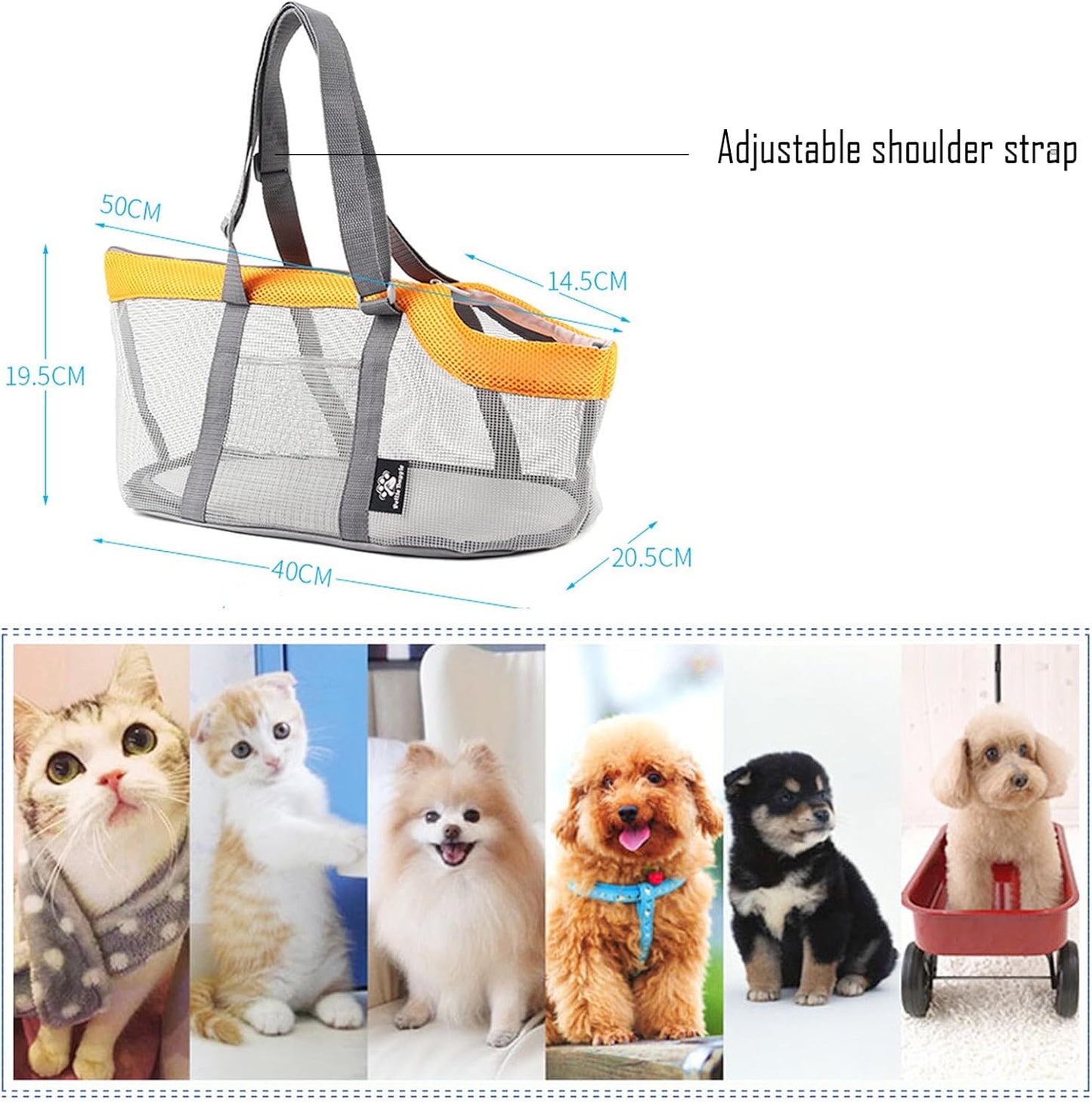 Dog Purse Cat Carrier Soft-Sided Interactivity Pet Carriers Bag, Breathable Mesh Design Yellow