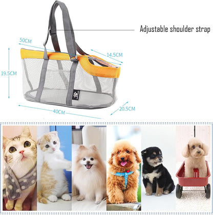 Dog Purse Cat Carrier Soft-Sided Interactivity Pet Carriers Bag, Breathable Mesh Design Yellow