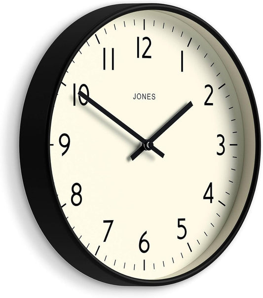 ® Studio Clock | Modern Round wall Clock | 12" | Yellow | Easy to Read Numbers | Versatile Design for Kitchen, Living Room or Office