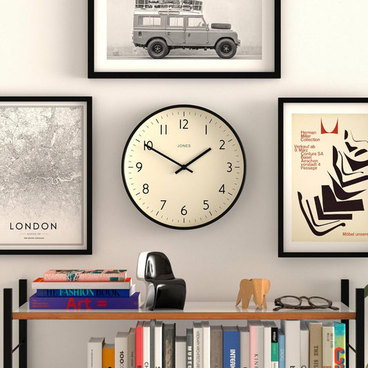 ® Studio Clock | Modern Round wall Clock | 12" | Yellow | Easy to Read Numbers | Versatile Design for Kitchen, Living Room or Office