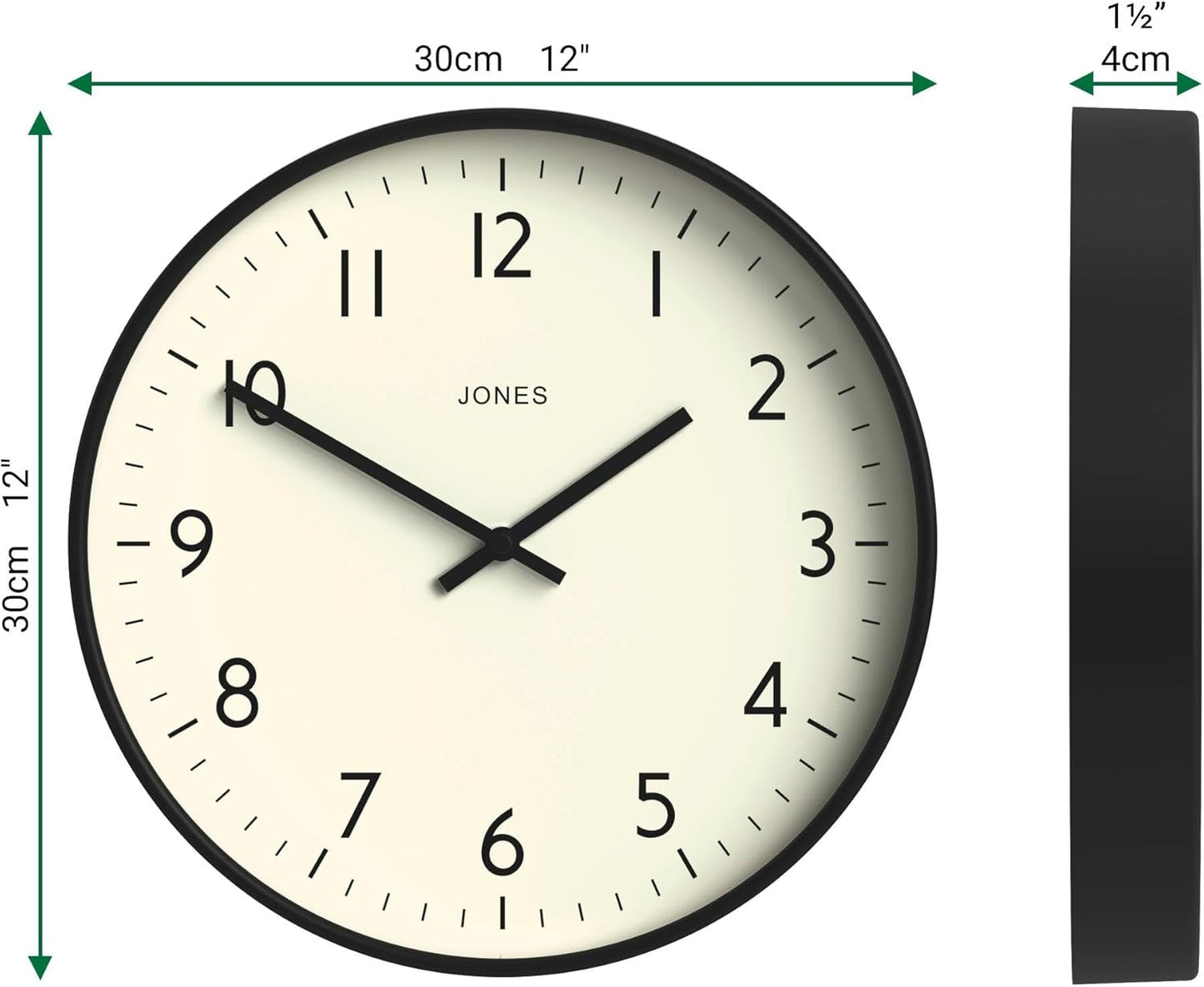 ® Studio Clock | Modern Round wall Clock | 12" | Yellow | Easy to Read Numbers | Versatile Design for Kitchen, Living Room or Office