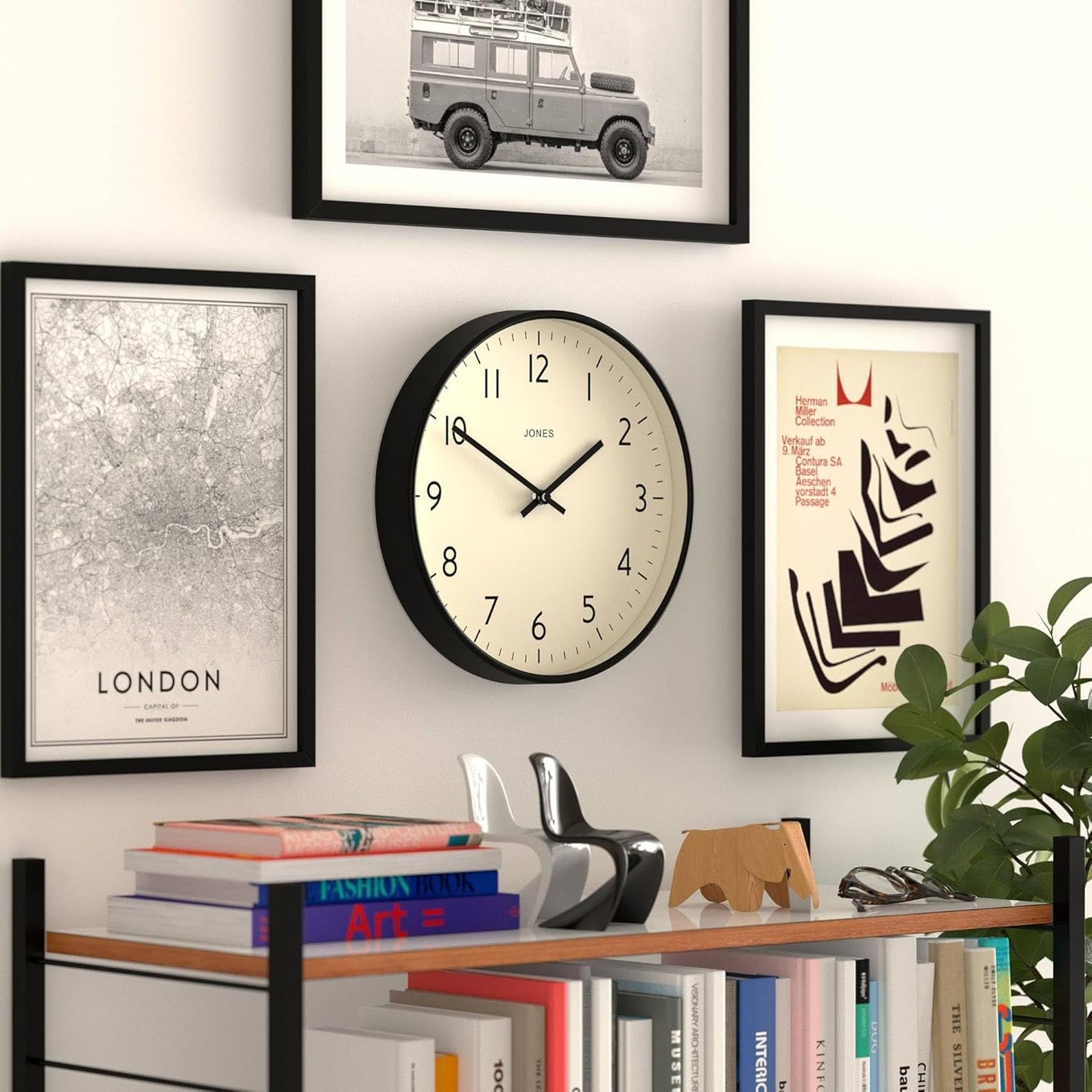 ® Studio Clock | Modern Round wall Clock | 12" | Yellow | Easy to Read Numbers | Versatile Design for Kitchen, Living Room or Office