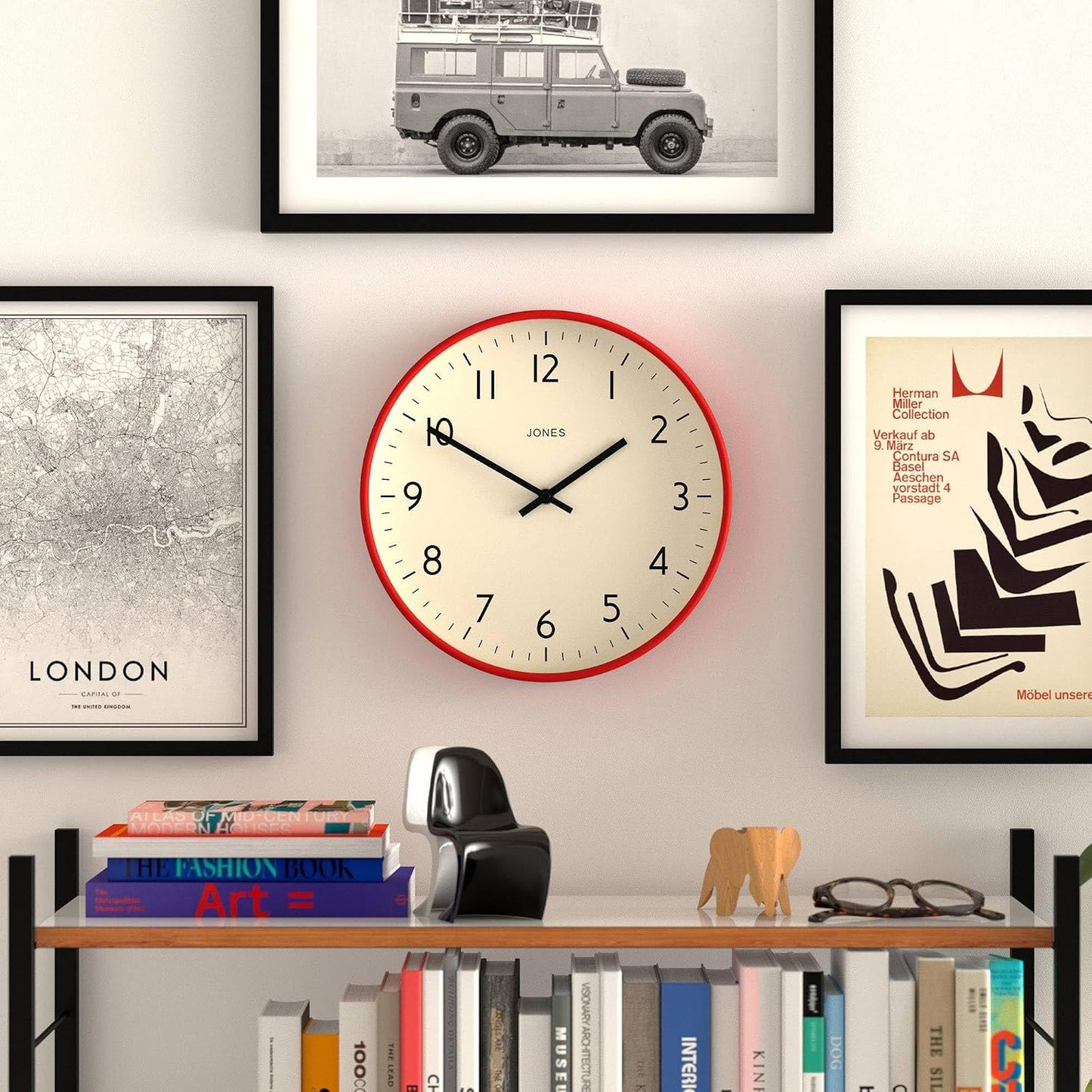 ® Studio Clock | Modern Round wall Clock | 12" | Yellow | Easy to Read Numbers | Versatile Design for Kitchen, Living Room or Office