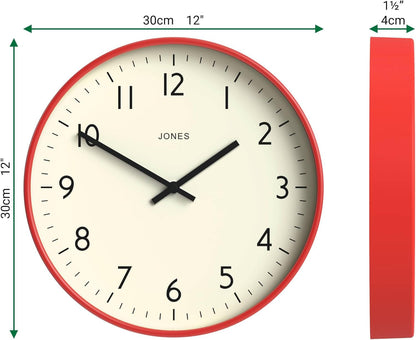 ® Studio Clock | Modern Round wall Clock | 12" | Yellow | Easy to Read Numbers | Versatile Design for Kitchen, Living Room or Office
