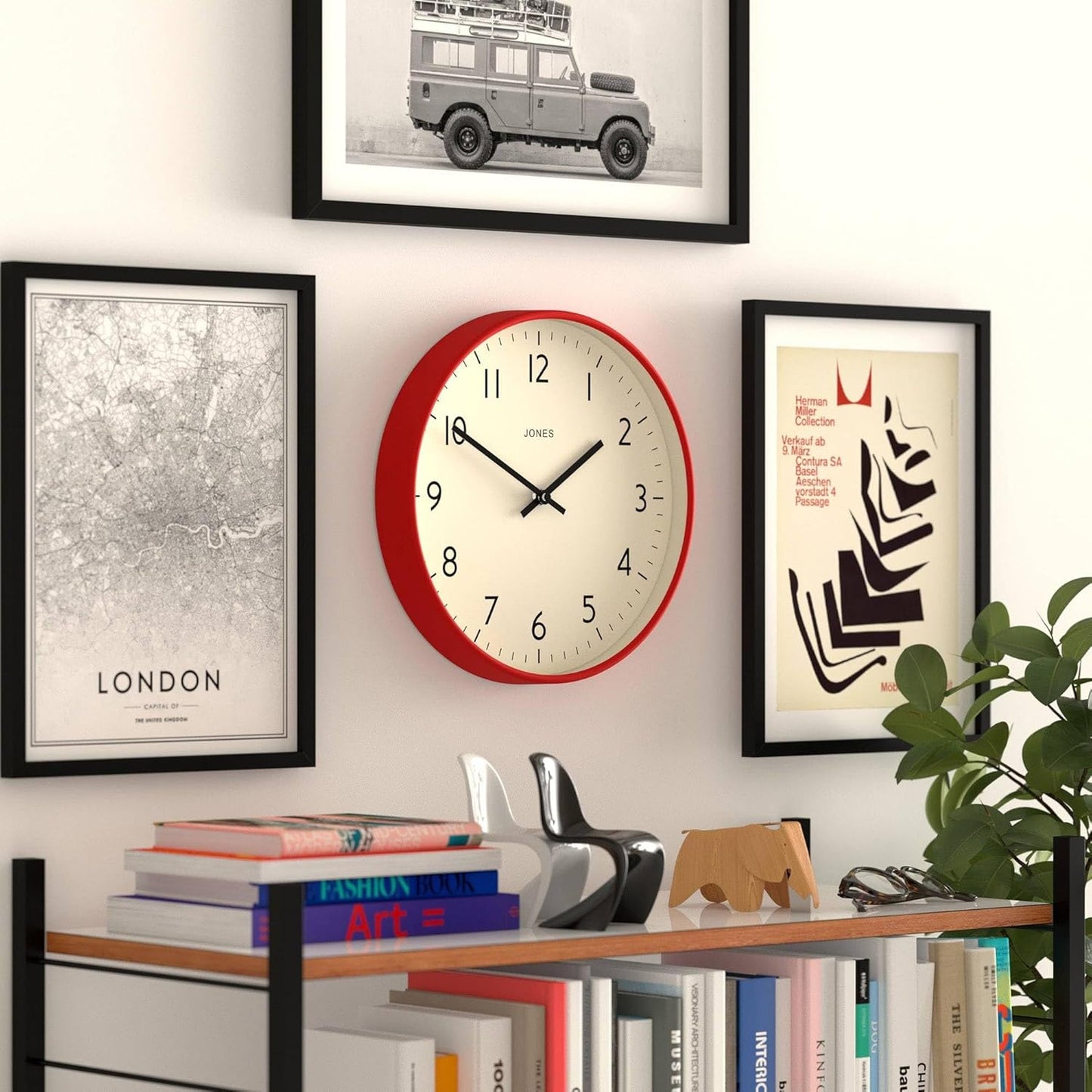 ® Studio Clock | Modern Round wall Clock | 12" | Yellow | Easy to Read Numbers | Versatile Design for Kitchen, Living Room or Office