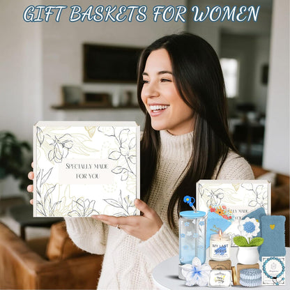 Birthday Gifts for Women Teen Girls, Unique Happy Graduation Gift Baskets for Her, Thank You Teacher Self Care Get Well Present Set, 14pcs Cute Daisy Box for Friend SisterGirlfriend Coworker(Yellow)