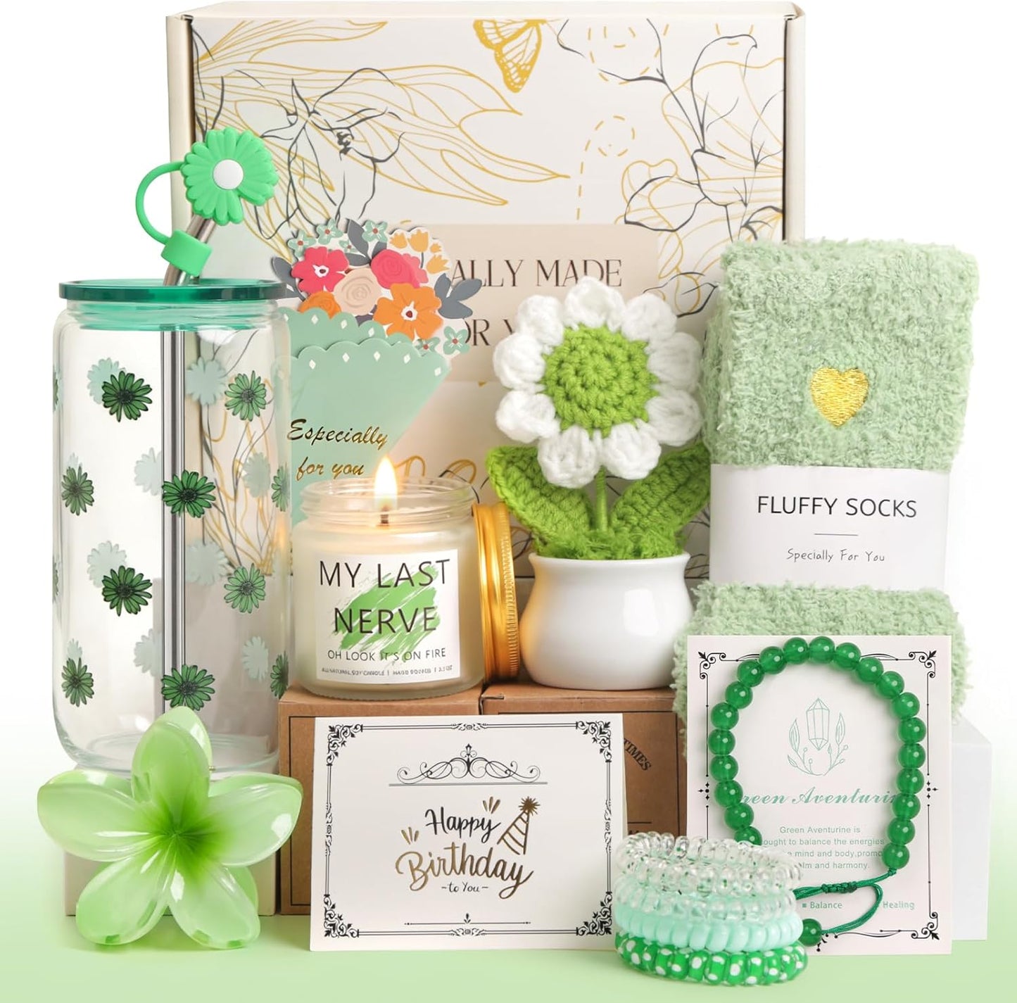 Birthday Gifts for Women Teen Girls, Unique Happy Graduation Gift Baskets for Her, Thank You Teacher Self Care Get Well Present Set, 14pcs Cute Daisy Box for Friend SisterGirlfriend Coworker(Yellow)