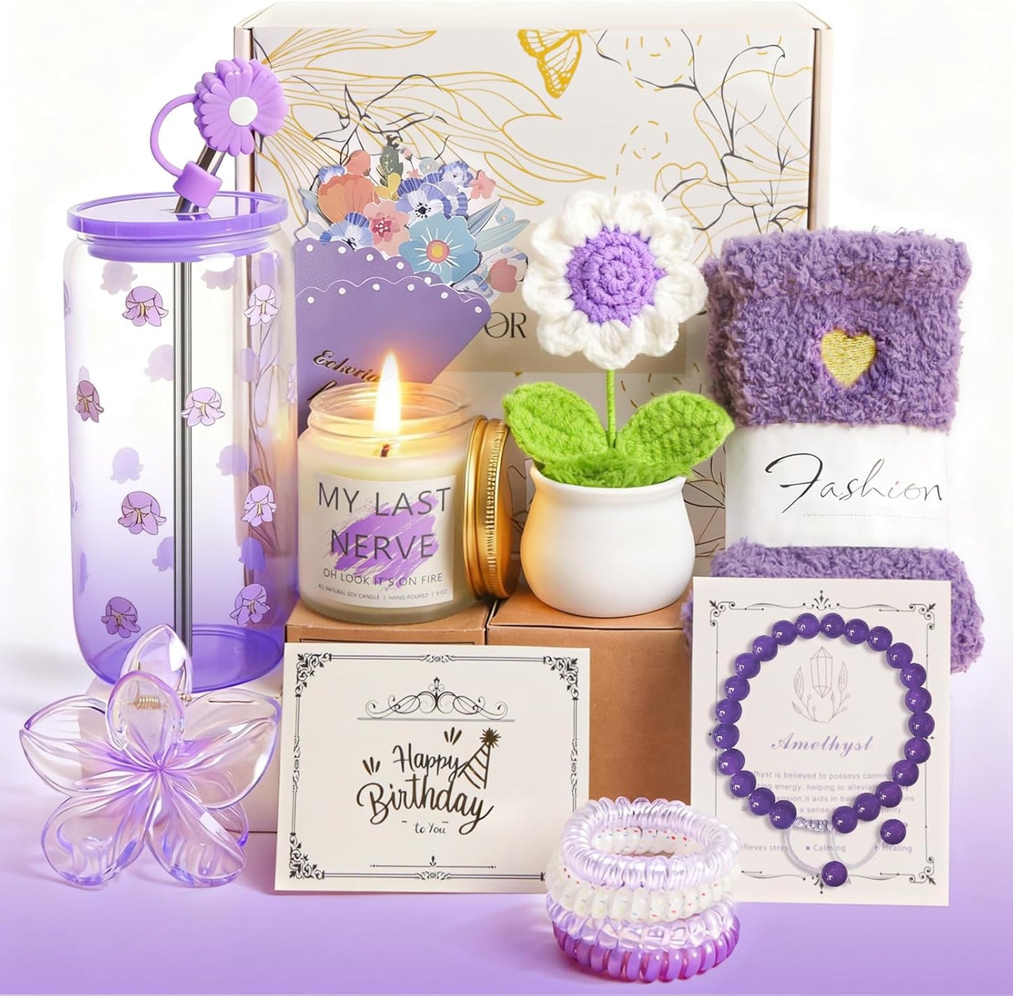 Birthday Gifts for Women Teen Girls, Unique Happy Graduation Gift Baskets for Her, Thank You Teacher Self Care Get Well Present Set, 14pcs Cute Daisy Box for Friend SisterGirlfriend Coworker(Yellow)