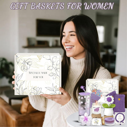 Birthday Gifts for Women Teen Girls, Unique Happy Graduation Gift Baskets for Her, Thank You Teacher Self Care Get Well Present Set, 14pcs Cute Daisy Box for Friend SisterGirlfriend Coworker(Yellow)