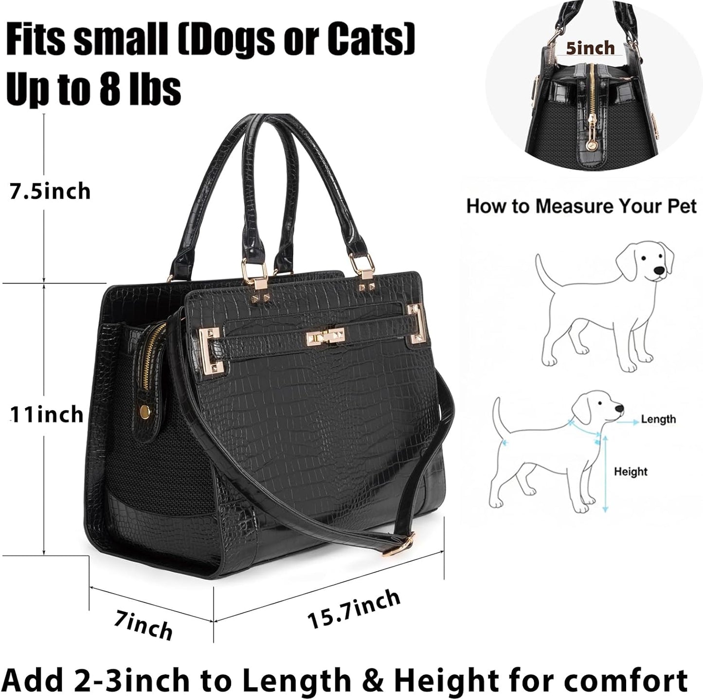 Fashion Pet Carrier Dog Cat Carrier Purse Soft-Sided Leather Handbag Pet Tote Bag for Small Dogs Puppy and Cats TSA Airline Approved (Beige)